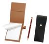 Обложка для мини-блокнота из переработанной коровьей кожи цвета мокко с круглым пеналом для ручки, черный набор вращающихся шариковых ручек из эпоксидной смолы, красный LS022PM-BRSB-WD002-R