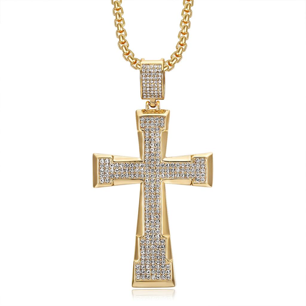 Europe, America, Accessories, Diamond Large Cross Pendant Necklace Wear Jewelry and Accessories for