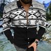 New Tribal Ethnic Lapel Men's Casual Sports Outdoor Street Long-sleeved Button-up Shirt