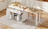 Kitchen Island on Wheels, Extendable Dining Area with Spice Rack and Drawers, Mobile Freestanding, Ideal for Kitchen and Dining Room (White)