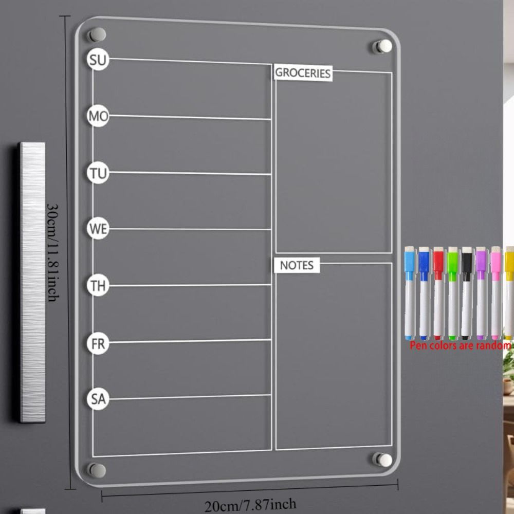 Transparent Magnetic Acrylic Weekly Planner Reusable Planning Note Board  School