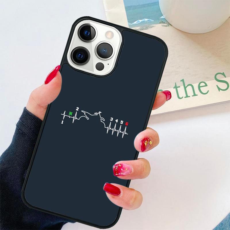 Motorcycle Heartbeat Phone Case For iPhone 17 Air 16 pro max 15 14 plus 12 13 Soft Bumper Shell Cover coque