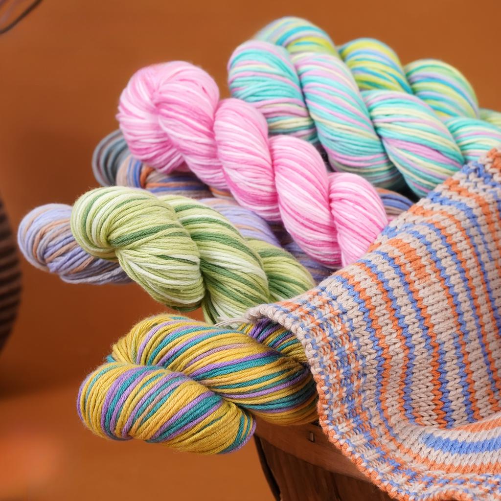 4-Pack Cotton Yarn 200g (4x50g ) Breathable Soft Woven Thread for Knitting Crochet Mixed Colors Lightweight for Sweaters Yarns