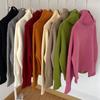 Autumn and Winter Korean Casual Solid Color High Collar Sweater Warm Knitted Sweater Top Women's Clothing