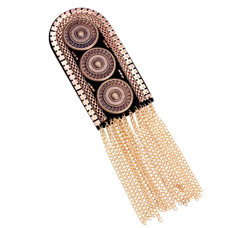 Эполеты с металлическими кисточками, наплечные аксессуары, нашивка в стиле панк-рок, брошь с кисточками, эполеты в стиле панк, металлическая текстура, бахрома, эполеты