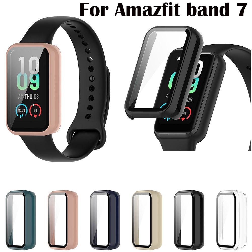 Чехол-защитное стекло 2в1 для Huami Amazfit band 7 Smart Полный защитный чехол Бампер Крышка Корпус Закаленная пленка Жесткий край