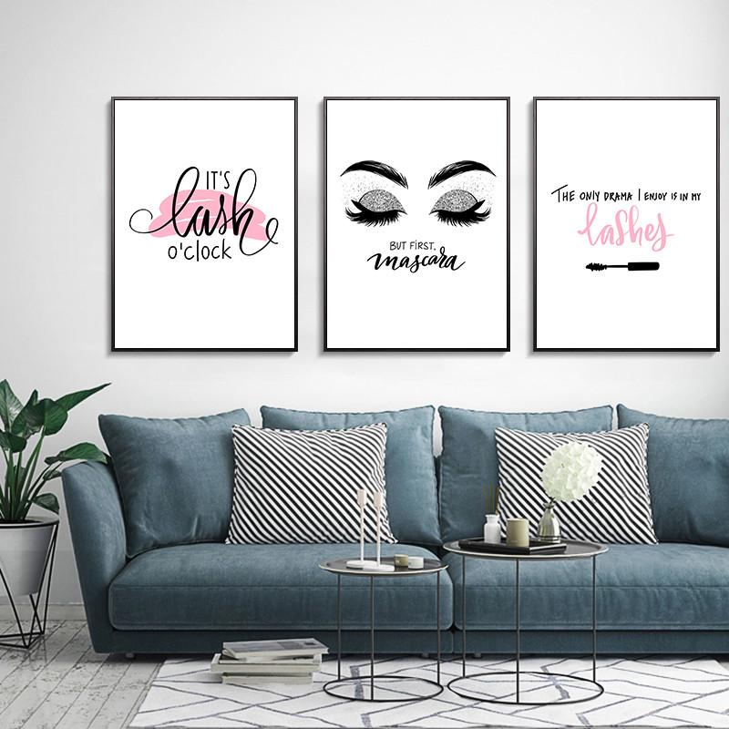 Красивые ресницы с принтами, иллюстрация для макияжа, красота, постер, декор, художественная картина на холсте, спа-салон, студия, Настенный декор HD3118
