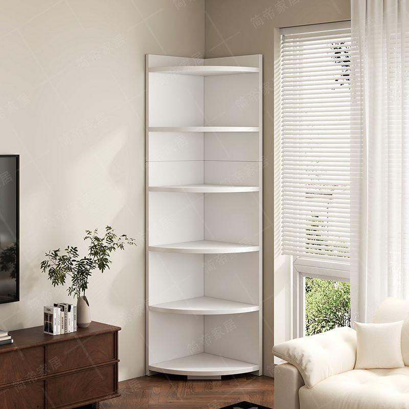 Triangular Corner Shelf and Storage Cabinet for Living Room or Desk Side