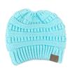 Fashion Women's Girl Hat Winter Wool Warm Stretch Knit Cap Messy Bun Ponytail Beanies