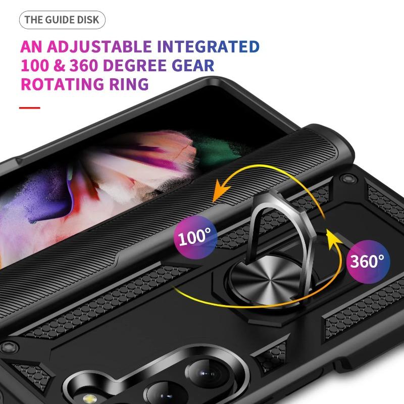 Модный Чехол-Броня для Samsung Galaxy Z Fold 7 6 5 4 3 с Магнитным Кольцом-Подставкой Защита от Падений Защитный Чехол