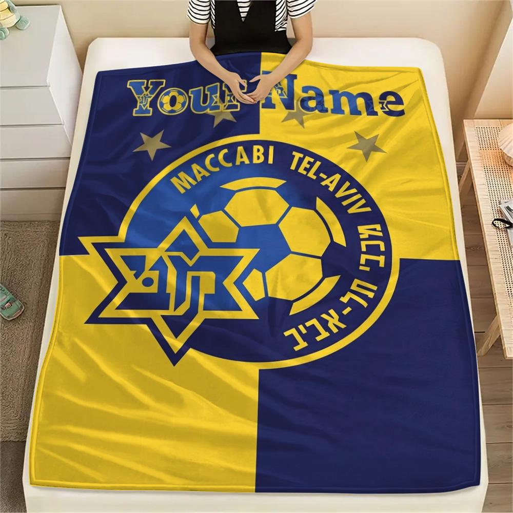 1PC Maccabi Fan Gear Custom Name Patterned Flannel Blanket Suitable For All Seasons For Home Decor Warmth And Comfort Gifts Holiday Present