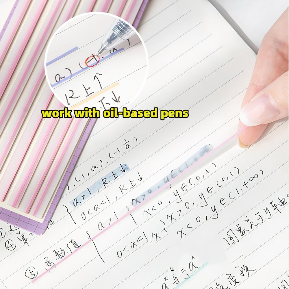 1 шт., цветные липкие полоски макарон, 160 листов, флуоресцентные ПЭТ, прозрачные наклейки для блокнотов, офисные наклейки