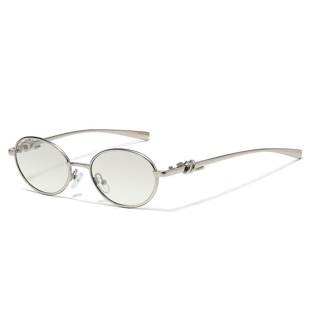 European and American retro oval personalized knot sunglasses, new metal oval cat eye sunglasses