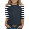 Tops For Youth Girls 4-16 Years Round Neck 3/4 Sleeves T-Shirts Trendy Tops Outfit Tees