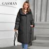 GASMAN 2024 Зимняя куртка-пуховик женская длинная классическая застежка-молния с карманом и воротником-стойкой, с капюшоном, тонкая женская парка 88590