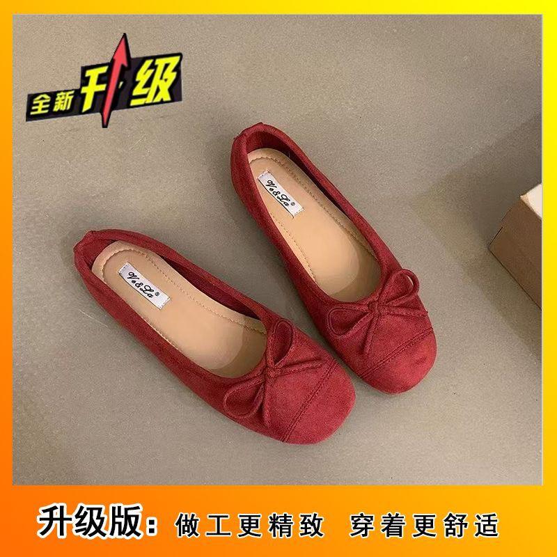 Небольшое горлышко с плоским дном бантиком матовый бархат круглая голова туфли нежные маленькие ароматные балетки с мягкой подошвой осень 2025 новые модели