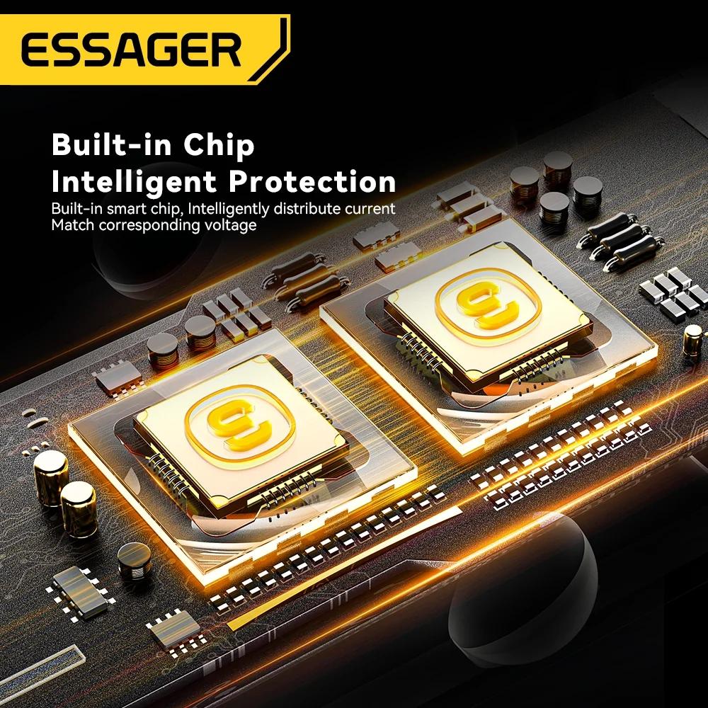 Essager Автомобильное зарядное устройство PD 120 Вт, сверхбыстрое зарядное устройство QC 4,0 PD 3,0 для iPhone 15 14 Samsung Type-C, USB зарядное устройство, портативное зарядное устройство для телефона