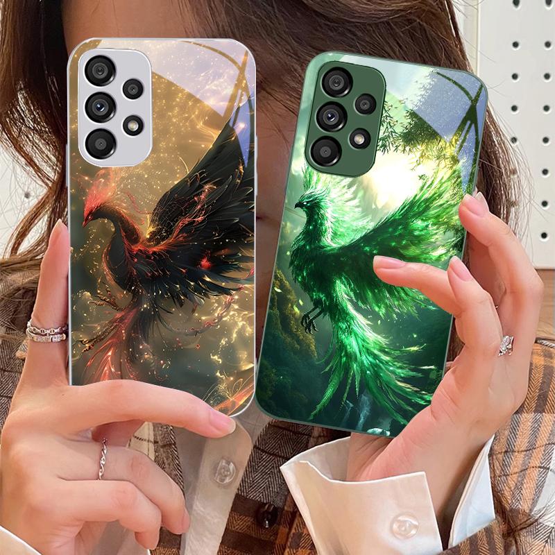 Чехол для телефона из закаленного стекла Golden Phoenix Unfolding для Samsung Galaxy S10 4G S20 11E 30 S21 22 S24 Fe Pro S23 S25 Ultra 5G S9