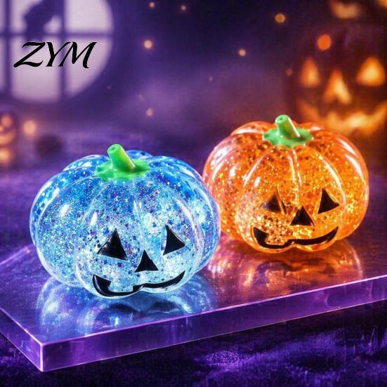 Halloween Party Favors Glitter Pumpkin Stress Ball, Head Squeeze Toy for Desk Decompression Toys Relief, Creepy Fidget Soft Squeezable