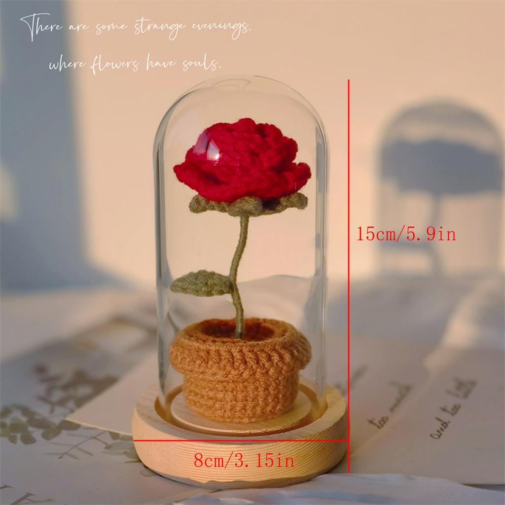 Принц Роуз ручной вязки Букет Готовый Маленький Принц Роза Цветок Бессмертие Любовник Подарок на День Рождения Вязание крючком Подарок на День Святого Валентина