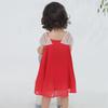 Pleated Chiffon Summer Princess Dress with Big Bow for Girls