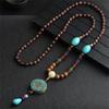 Boho Ethnic Jewelry Lucky Gift Party Mala Wood Bead Buddhist Horn Fish Pendant Nepal Necklace