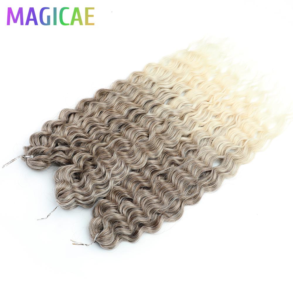 3Pcs 300Grams 22Inches Braids Crochet Orange Ariel Deep Water Wave Bio Synthetic Hair Piano Blond Brown 6# Black 1# Bundles