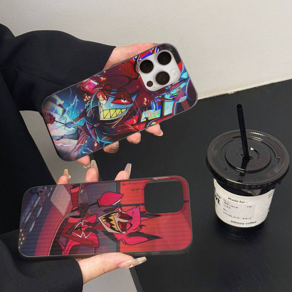 Anime Hotel Hazbin Alastor Phone Case For IPhone 17 16 15 14 13 12 11 Pro Max Plus Corrugated Bumper Back Cover Shell
