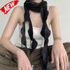 Women Flouncing Scarf Line Edge Tassels Y2K Girls Long Neckerchief Long Skinny Necktie Fashion Casual Neck Scarf