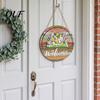 Festive Holiday Door Hanger Interchangeable Seasonal Welcome Sign for Front Door, 12 Inch Round Wood Hanging Wall Art For Garden with 15/16 Ornaments