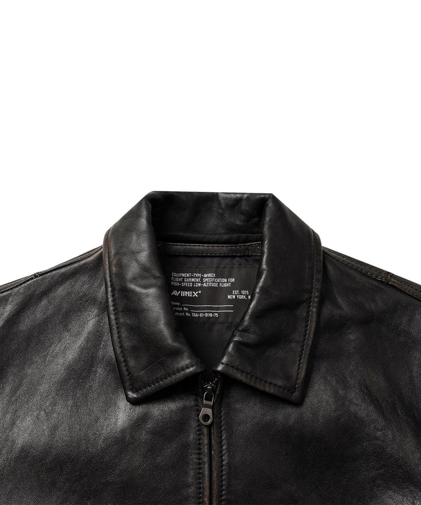 AVIREX Embossed Leather Jacket / 7836250014 Black