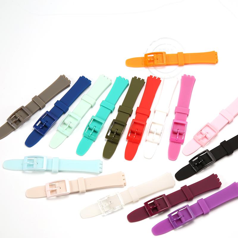 Мягкий силиконовый ремешок для часов, подходящий для Swatch 12 мм, ремешок для девочек и женщин, цветной, водонепроницаемый, наручный браслет, аксессуары для часов