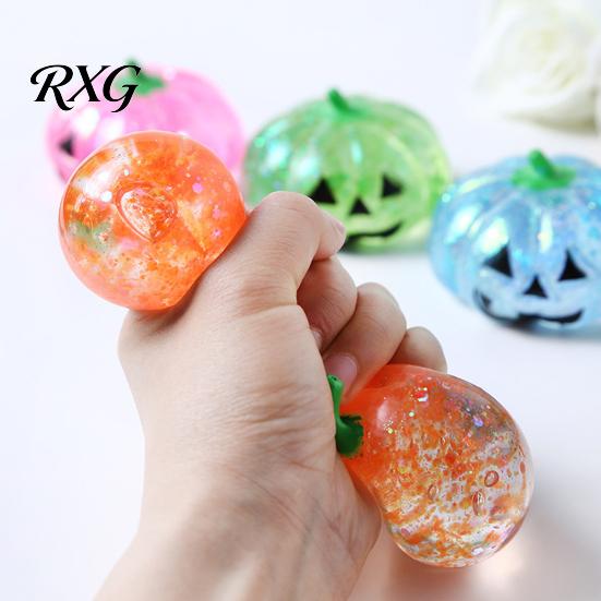 Elastic Fidget Toy 1/2/3Pcs Halloween Pumpkin Stress Relief Toy, Creepy Head Squeeze Glitter Ball for Kids Adults, Party Favors Decompression
