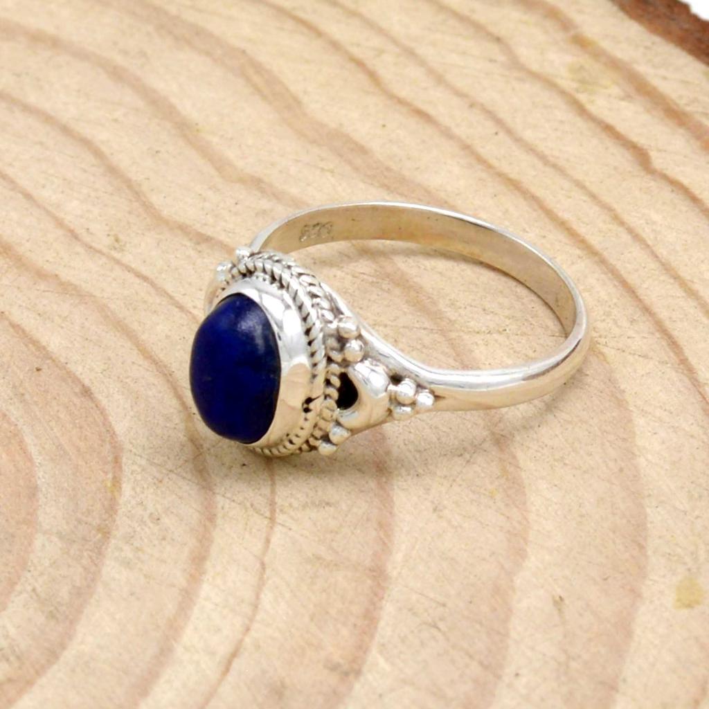 Женское кольцо Handamde Boho из стерлингового серебра 925 пробы с лазуритом