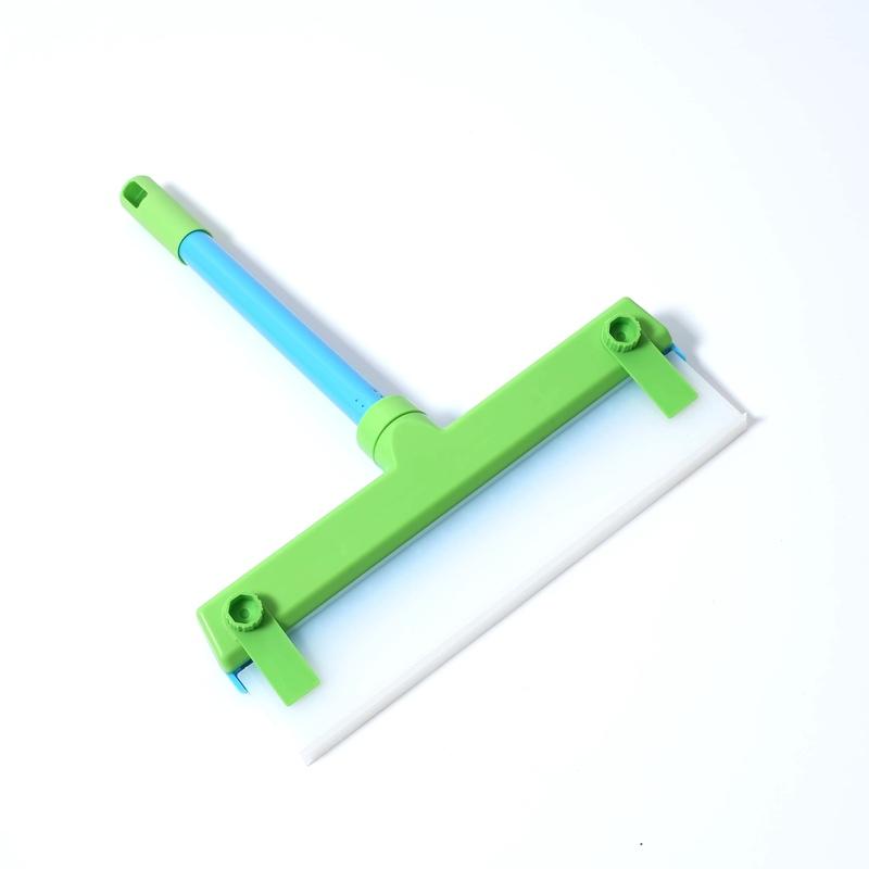 Silicone window glass cleaning squeegee with microfiber mop