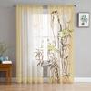 Бамбуковые Ретро потертые растения прозрачные шторы для гостиной, кухни, окна, детская спальня, декор, тюль, вуаль, подвесная занавеска