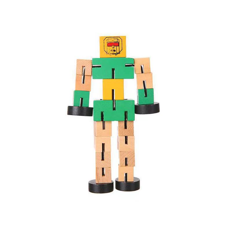Best-Selling Wooden Transformer Cube Robot: Educational Building Blocks Toy for Kids