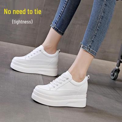 Трендовые женские дышащие кожаные туфли на платформе-клине, низкие, из эластичной сетки, со скрытым каблуком, 2025