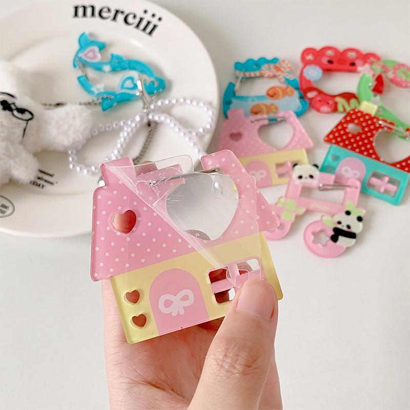 Акриловый мультяшный держатель для брелока в стиле инс, декор в форме дома, музыкальной ноты, яблока, для подвески на сумку, крючок для DIY, подвеска для ключей