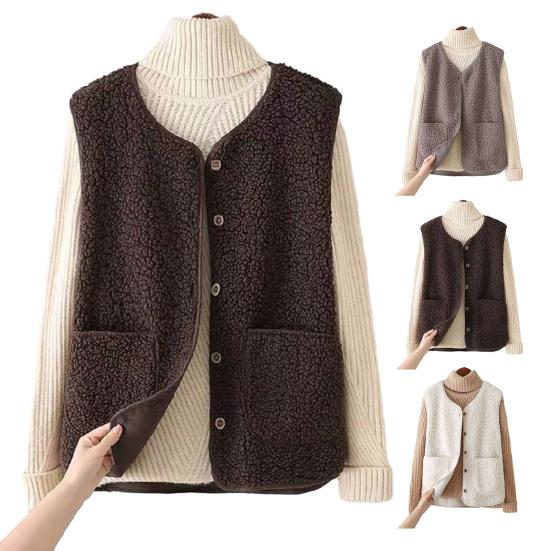 Женский осенне-зимний жилет, однотонное пальто с v-образным вырезом, без рукавов, на пуговицах, с v-образным вырезом, мягкие теплые карманы, кардиган, женский жилет