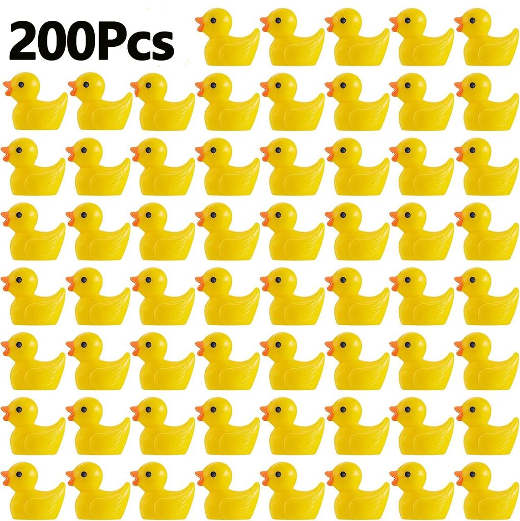 100/200 шт., миниатюрные фигурки из смолы, миниатюрные фигурки, украшения, желтые животные, садовые поделки, крошечные утки, пейзажные растения, фея