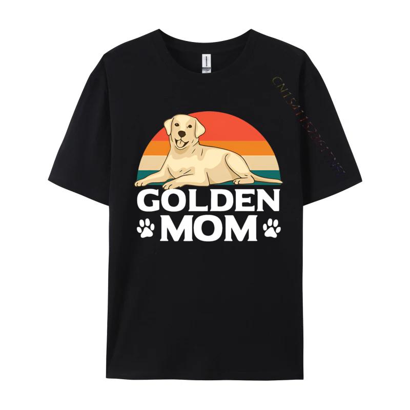 Golden Mom Labrador Retriever Vintage Tshirt Black Tops Shirts New Design Cool Cotton Male Top Tshirts Cosie