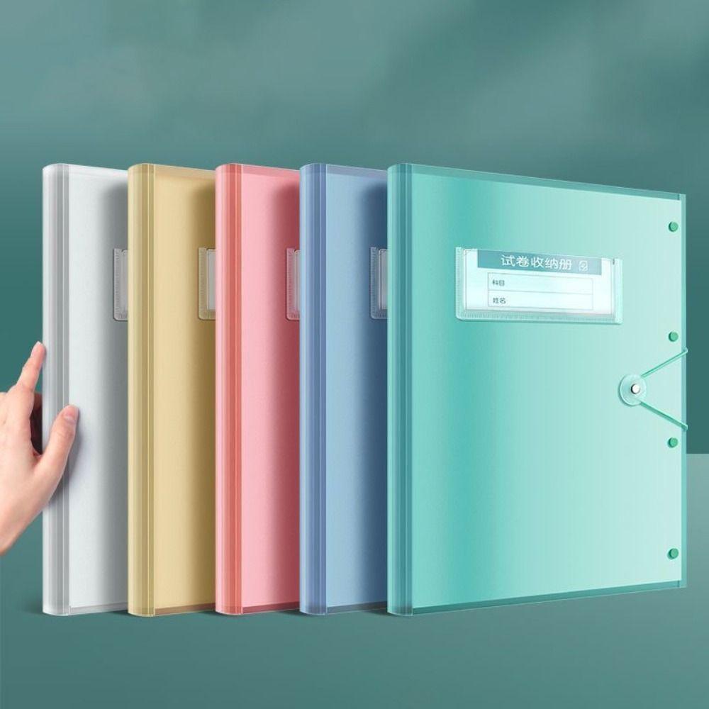 Waterproof File Folder Large Capacity Document Bag Translucent Color Test Paper Storage Bag