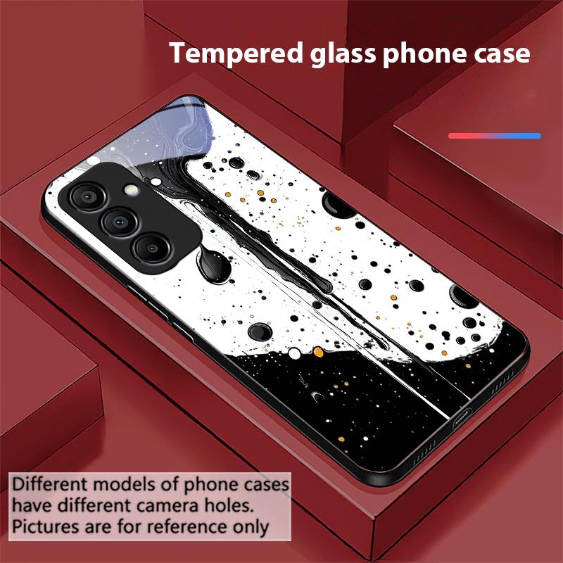 Цвет Черный Точка Белый Для Samsung Galaxy A15 5G 54 4G 51 50 24 35 90 71 12 51 53 52S 80 22 34 Чехол для телефона из закаленного стекла