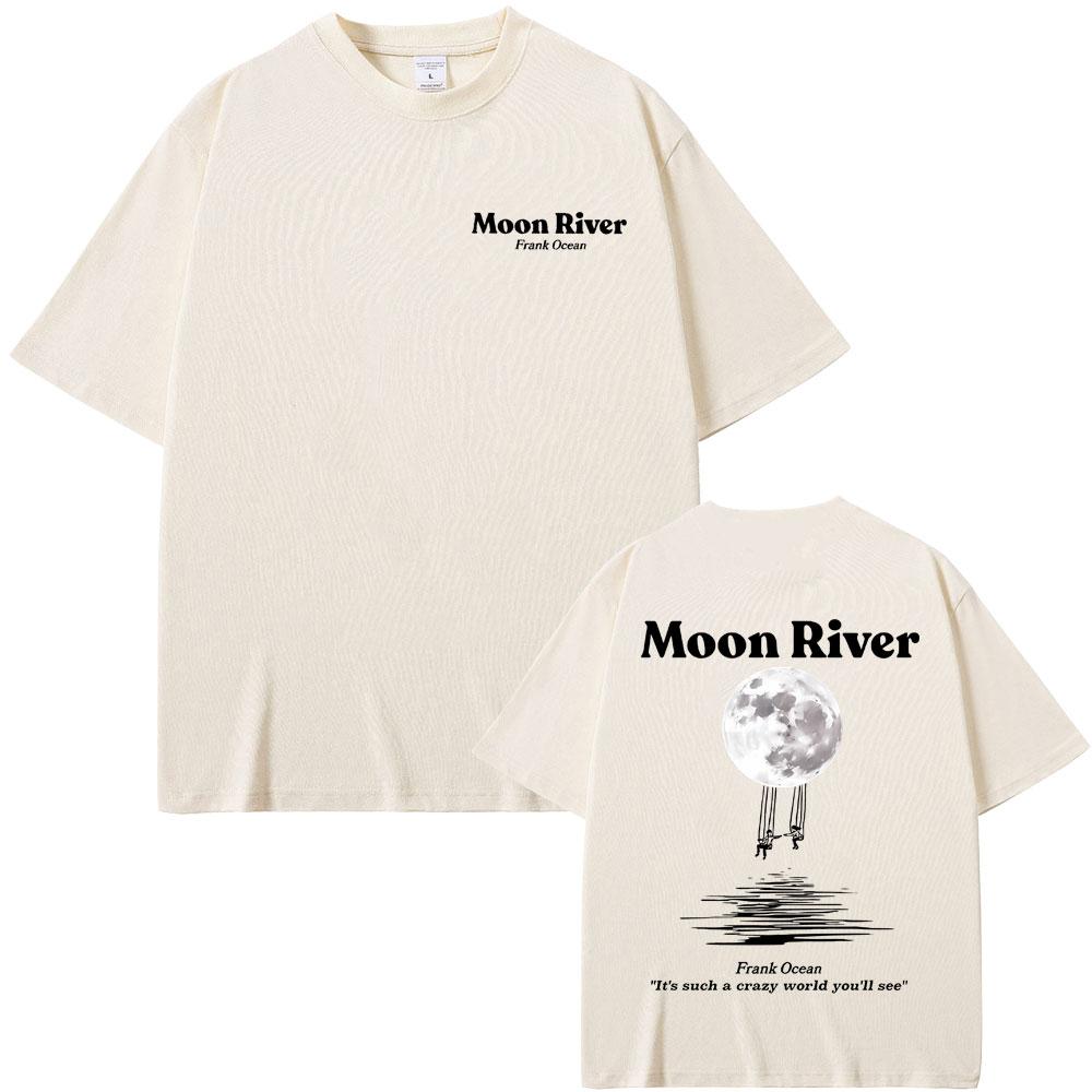 Рэпер Frank Moon River Графические футболки Океан Хип-хоп Футболка Блонд Оверсайз Футболка Мужская Модная Футболка Мужская Винтажная Уличная одежда