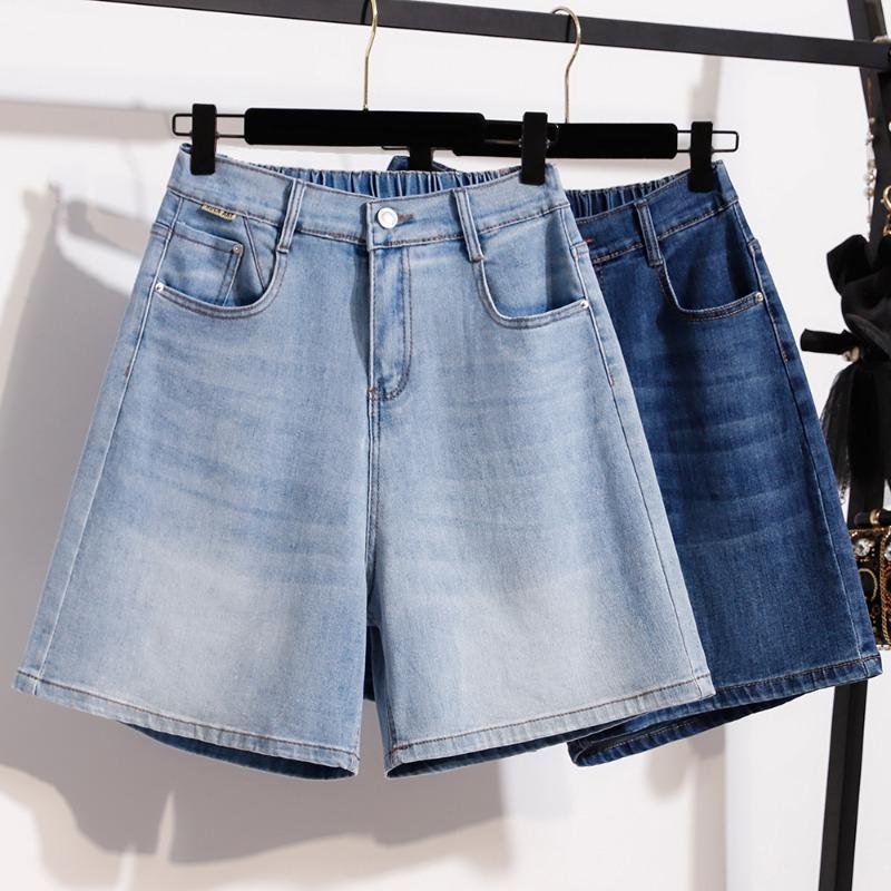 DIMANAF 2026 Лето Новые Женские Джинсовые Шорты Большого Размера Повседневные Эластичная Талия Широкие Штанины Джинсовые Хлопковые Шорты Женские Низ