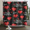 Happy Valentines Day Heart Shower Curtain Red Pink Romantic Falling Love Heart Sweet Lovers Waterproof Bathroom Curtain Decor