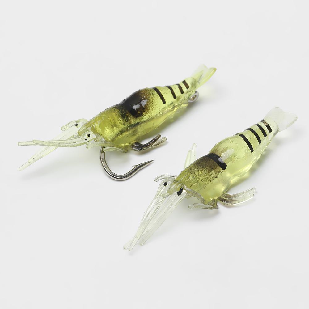 10Pcs New Soft Biomimetic Sea Fishing Prawn Lure Hook Worm Silicone Shrimp Fake Bait