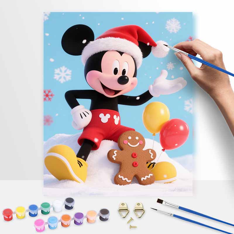 Disney Цифровой набор для масляной живописи Рождественский Микки имбирный человечек ручной работы DIY домашние украшения