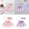 3 Pieces Doll Dress with Ribbon Hairpin Necklace, Miniature Clothing Accessories for 38cm Dolls,
